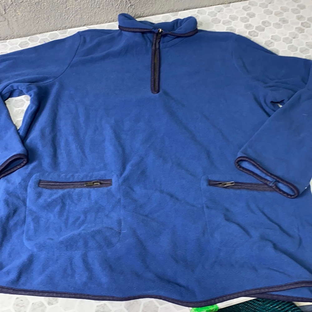 Woman Within Medium Blue Fleece Long Sleeve 1/4 Sweater